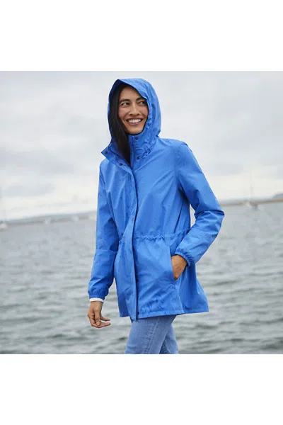 Lands' End Plus Size Squall Packable Waterproof Raincoat In Blue