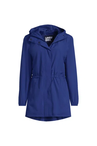 Lands' End Plus Size Squall Packable Waterproof Raincoat In Blue