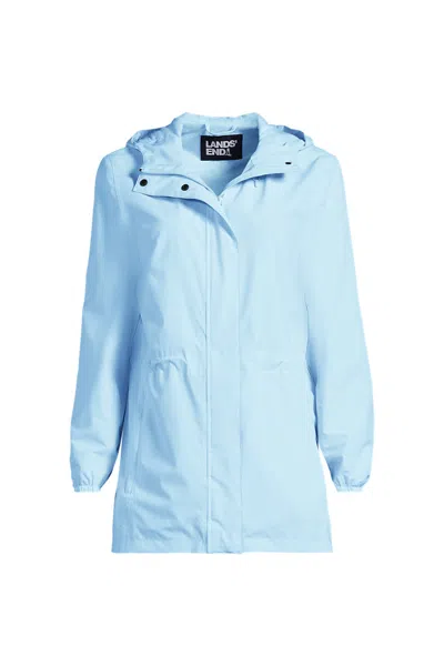 Lands' End Plus Size Squall Packable Waterproof Raincoat In Blue