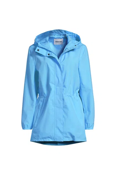 Lands' End Plus Size Squall Packable Waterproof Raincoat In Blue