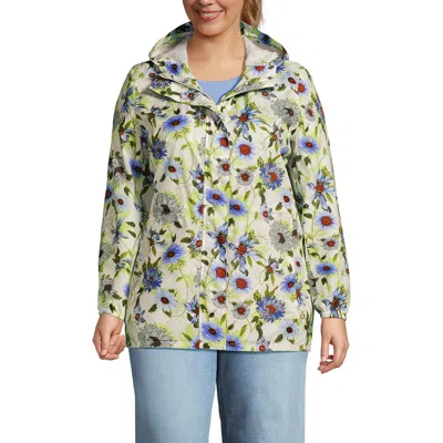 Lands' End Plus Size Squall Packable Waterproof Raincoat In Green