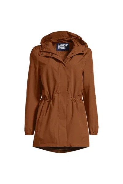 Lands' End Plus Size Squall Packable Waterproof Raincoat In Orange