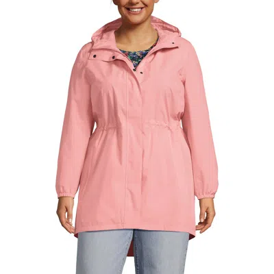 Lands' End Plus Size Squall Packable Waterproof Raincoat In Pink