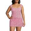Lands' End Womens Square Neck Underwire Square Back Tankini Swimsuit Top In Coral Rose/white Ditsy Lilies