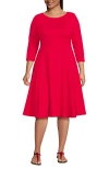 Lands' End Starfish 3/4 Sleeve Dress In Berry Rouge