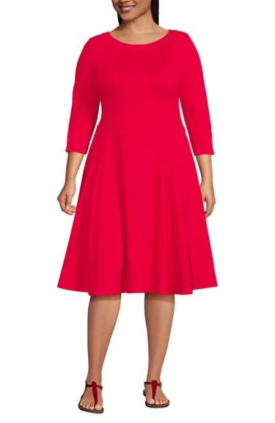 Lands' End Starfish 3/4 Sleeve Dress In Berry Rouge