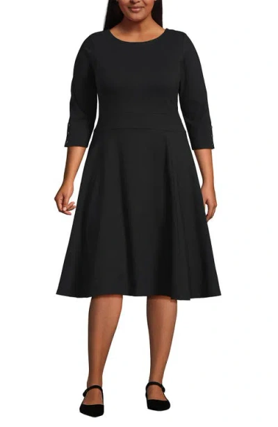 Lands' End Plus Size Starfish 3/4 Sleeve Dress In Black