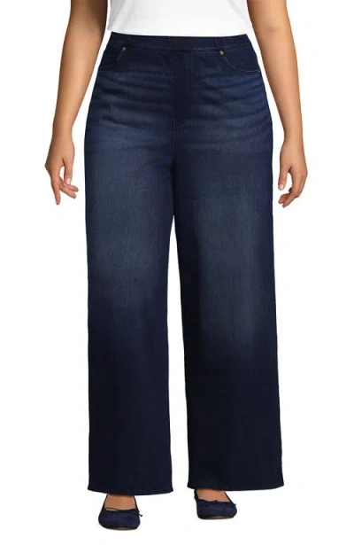 Lands' End Plus Size Starfish Denim High Rise Wide Leg Jeans In Multi
