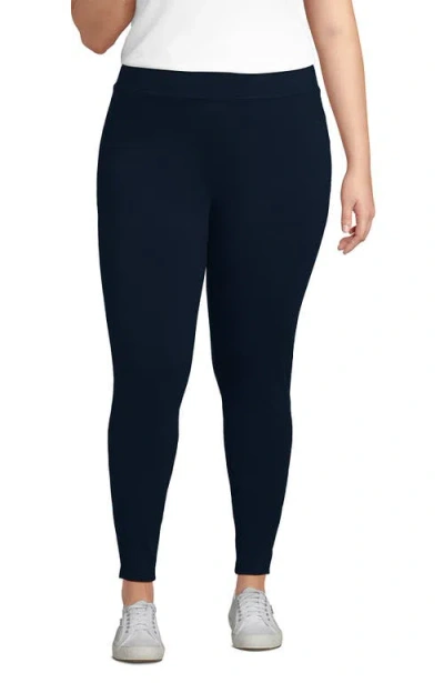 Lands' End Plus Size Starfish Mid Rise Knit Leggings In Radiant Navy
