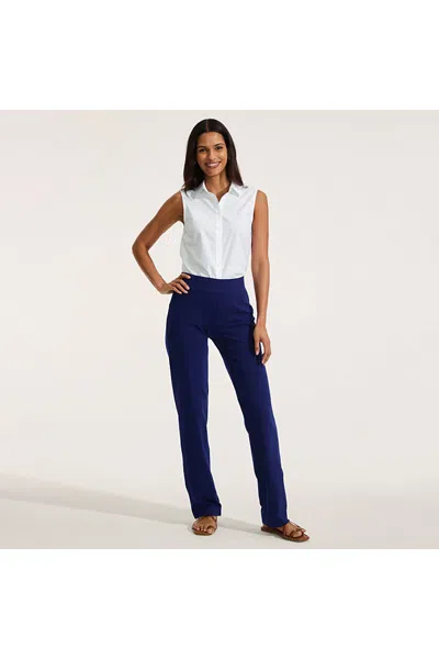 Lands' End Plus Size Starfish Mid Rise Straight Leg Pants In Blue