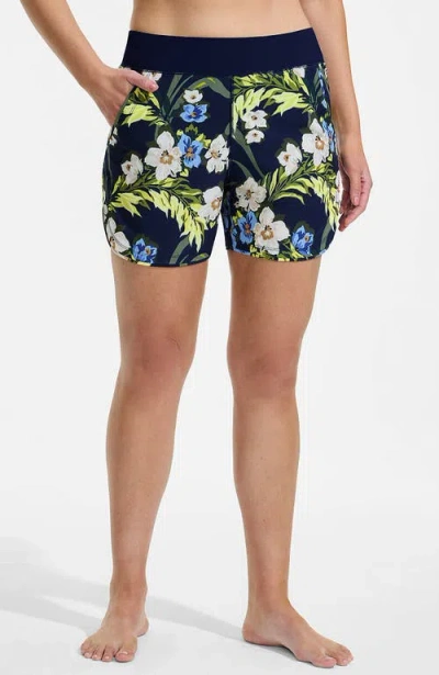 Lands' End Plus Size Sunshade Upf 50 5" Board Shorts With Panty In Black