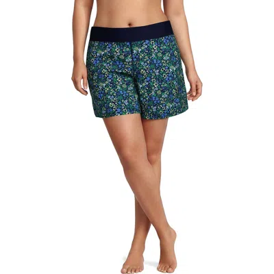 Lands' End Plus Size Sunshade Upf 50 5" Board Shorts With Panty In Black
