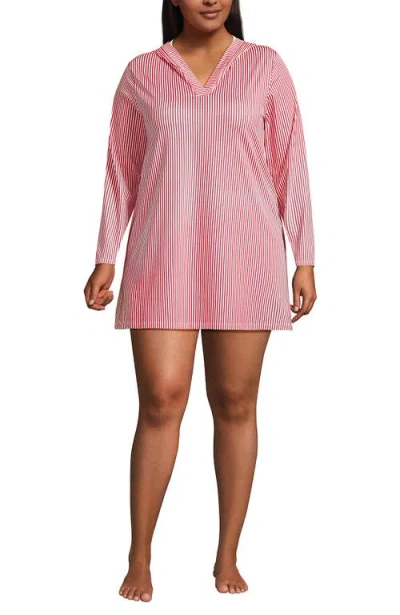 Lands' End Plus Size Sunshade Upf 50 Hooded Mini Swim Swim Cover-up Dress In Multi