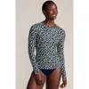 Lands' End Plus Size Sunshade Upf 50 Long Sleeve Relaxed Rash Guard In Blue