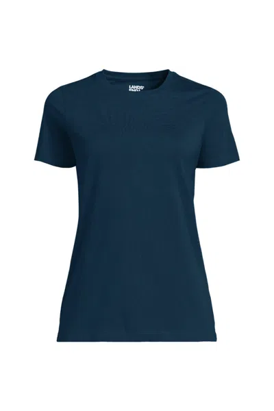 Lands' End Plus Size Supima Cotton Crewneck T-shirt In Blue