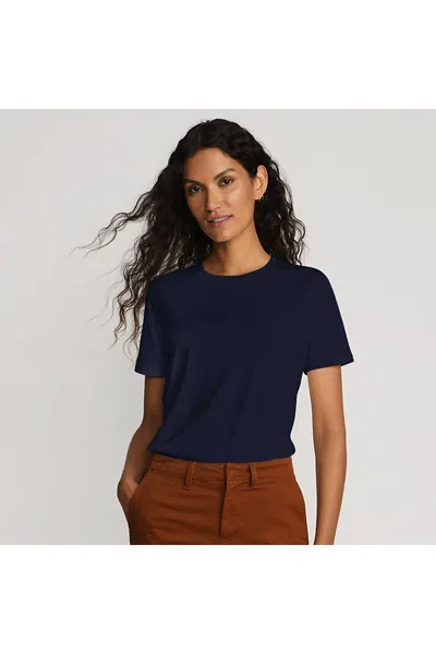 Lands' End Plus Size Supima Cotton Crewneck T-shirt In Blue