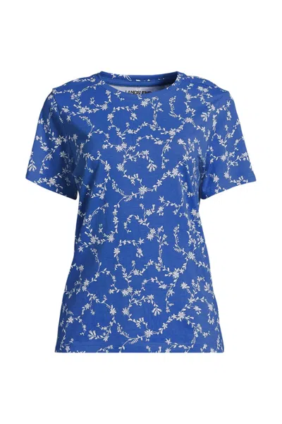Lands' End Plus Size Supima Cotton Crewneck T-shirt In Blue