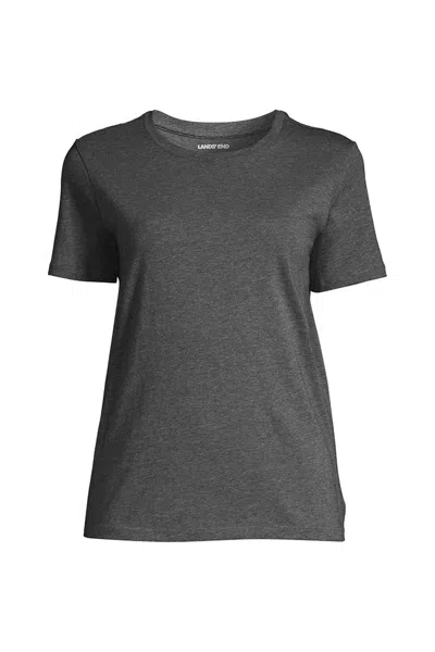 Lands' End Plus Size Supima Cotton Crewneck T-shirt In Gray
