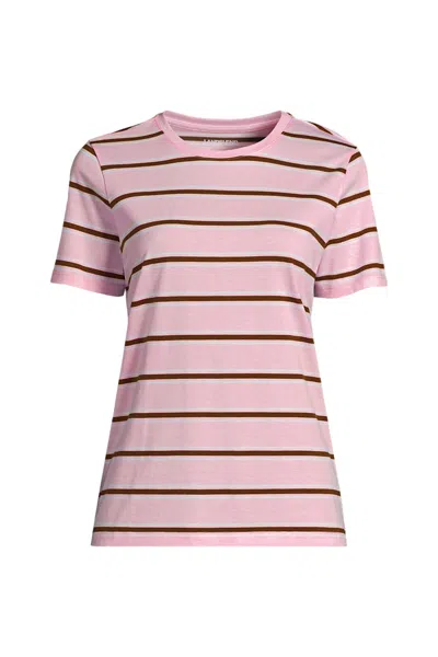 Lands' End Plus Size Supima Cotton Crewneck T-shirt In Pink