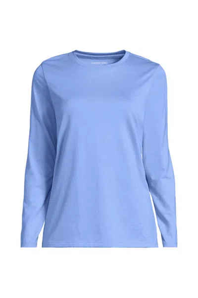 Lands' End Plus Size Supima Cotton Long Sleeve Crewneck T-shirt In Blue