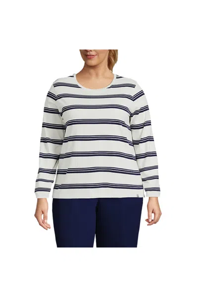 Lands' End Plus Size Supima Cotton Long Sleeve Crewneck T-shirt In Multi