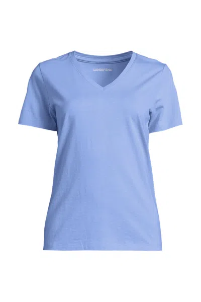 Lands' End Plus Size Supima Cotton V-neck T-shirt In Blue