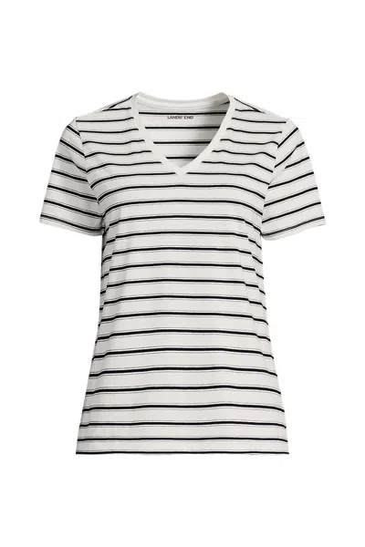 Lands' End Plus Size Supima Cotton V-neck T-shirt In Ivory