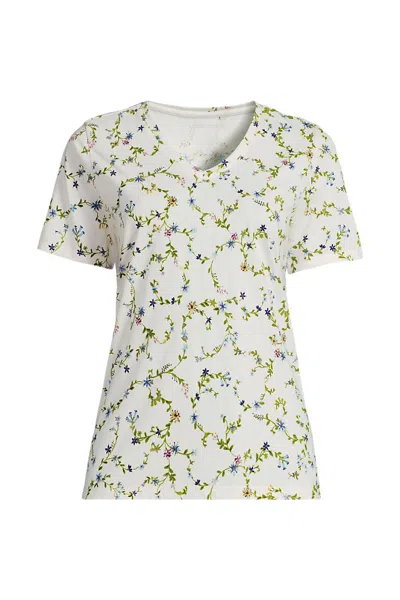 Lands' End Plus Size Supima Cotton V-neck T-shirt In Ivory