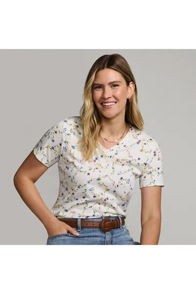 Lands' End Plus Size Supima Cotton V-neck T-shirt In Ivory