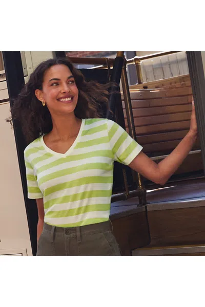 Lands' End Plus Size Supima Cotton V-neck T-shirt In Green
