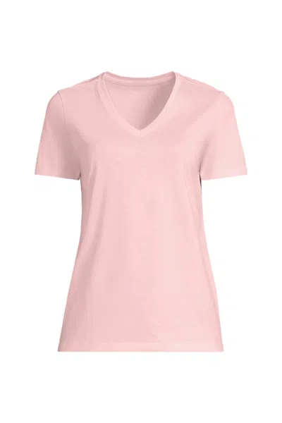 Lands' End Plus Size Supima Cotton V-neck T-shirt In Pink