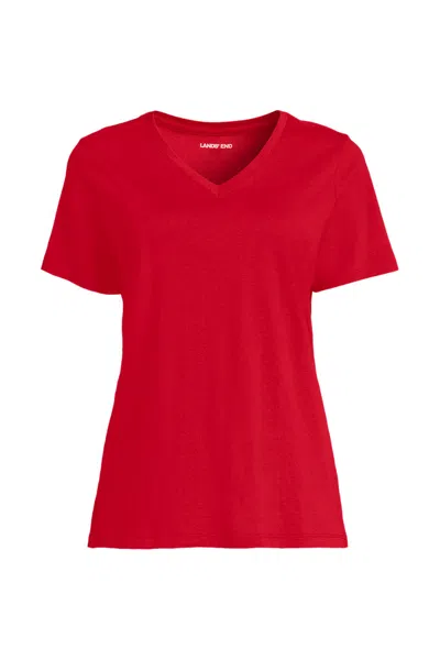 Lands' End Plus Size Supima Cotton V-neck T-shirt In Red