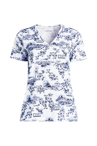 Lands' End Plus Size Supima Cotton V-neck T-shirt In Multi
