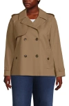 Lands' End Trench Rain Jacket In Dark Jute Brown
