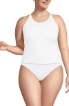 Lands' End Tugless High Neck Strappy Back Tankini Swimsuit Top In White