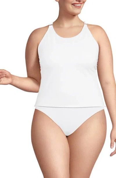 Lands' End Tugless High Neck Strappy Back Tankini Swimsuit Top In White