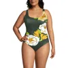 Lands' End Plus Size Tugless X-back One Piece Swimsuit In Multi