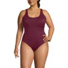 Lands' End Plus Size Tugless X-back One Piece Swimsuit In Purple