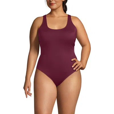 Lands' End Plus Size Tugless X-back One Piece Swimsuit In Purple