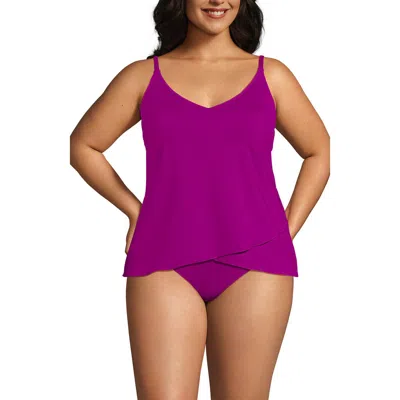Lands' End Tulip Hem Tankini Top In Crimson Rose