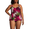 Lands' End Plus Size Tulip Hem Tankini Top In Red