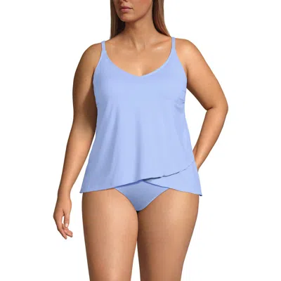 Lands' End Tulip Hem Tankini Top In Soft Cloud Blue