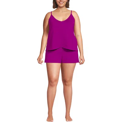 Lands' End Plus Size Tulip Romper Swimsuit In Purple