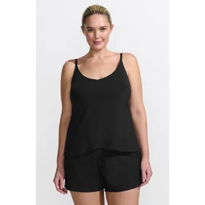 Lands' End Plus Size Tulip Romper Swimsuit In Black