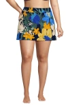 Lands' End Swim Skirt Swim Bottoms In Navy Multi Floral Blooms