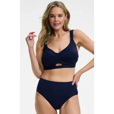 Lands' End Plus Size Twist Front Bikini Top In Blue