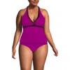 Lands' End Plus Size V-neck Halter Tankini Top In Crimson Rose/dark Wine