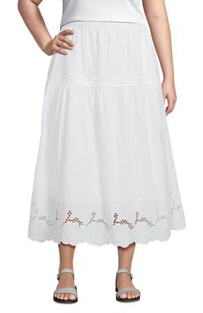 Lands' End Plus Size Voile Eyelet Maxi Skirt In White