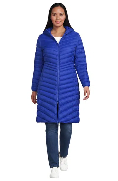 Lands' End Plus Size Wanderweight Packable Down Coat In Blue