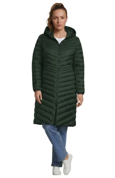 Lands' End Plus Size Wanderweight Packable Down Coat In Metallic